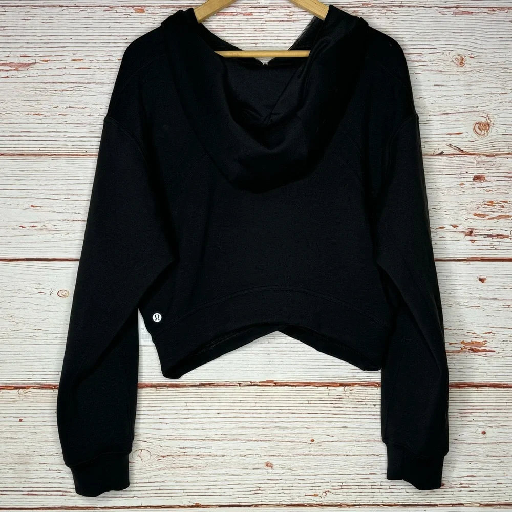NWT Lululemon Modal Spacer Training Half-Zip Hoodie in Black Sz 10